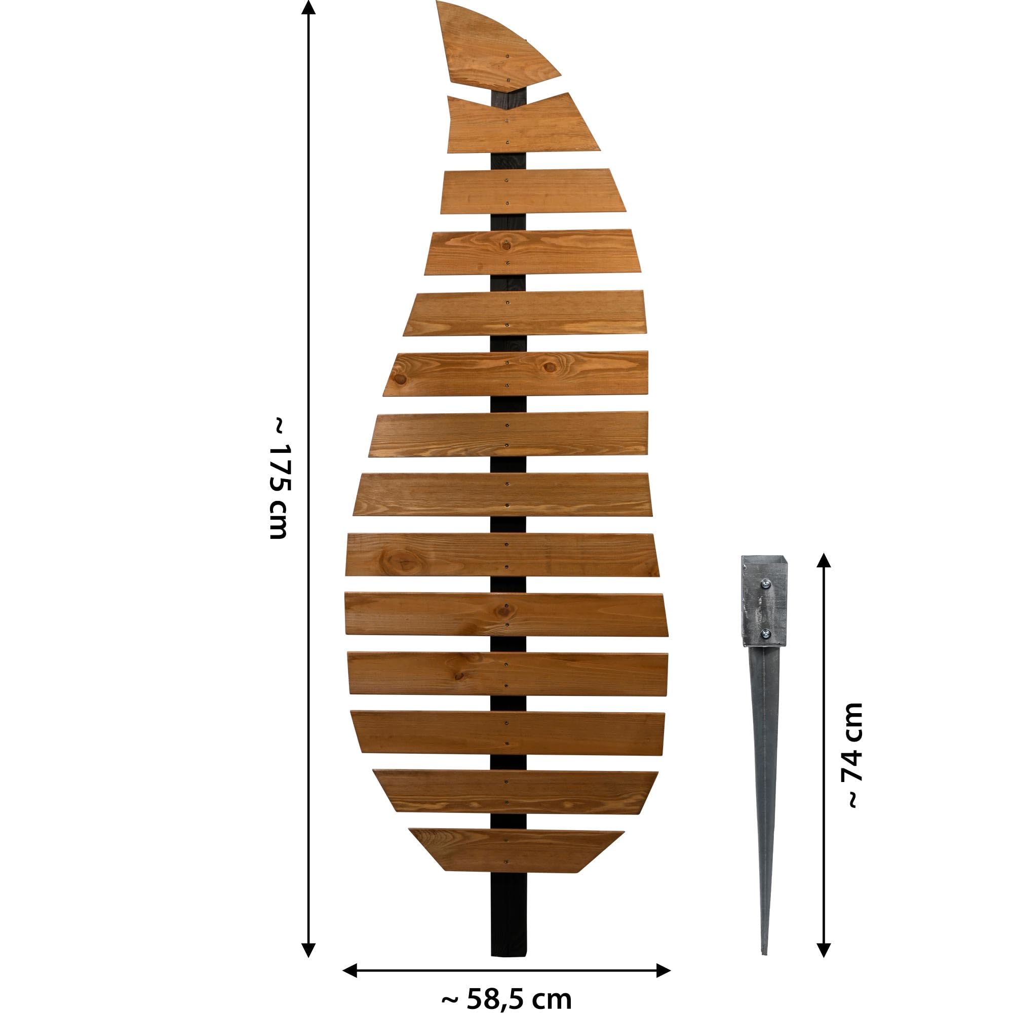 dobar® Green Label Rankhilfe Komplexus in Blattform zweifarbig aus Holz - Rankgerüst stehend mit Pfahl für Garten - Pflanzstütze für Kletterpflanzen