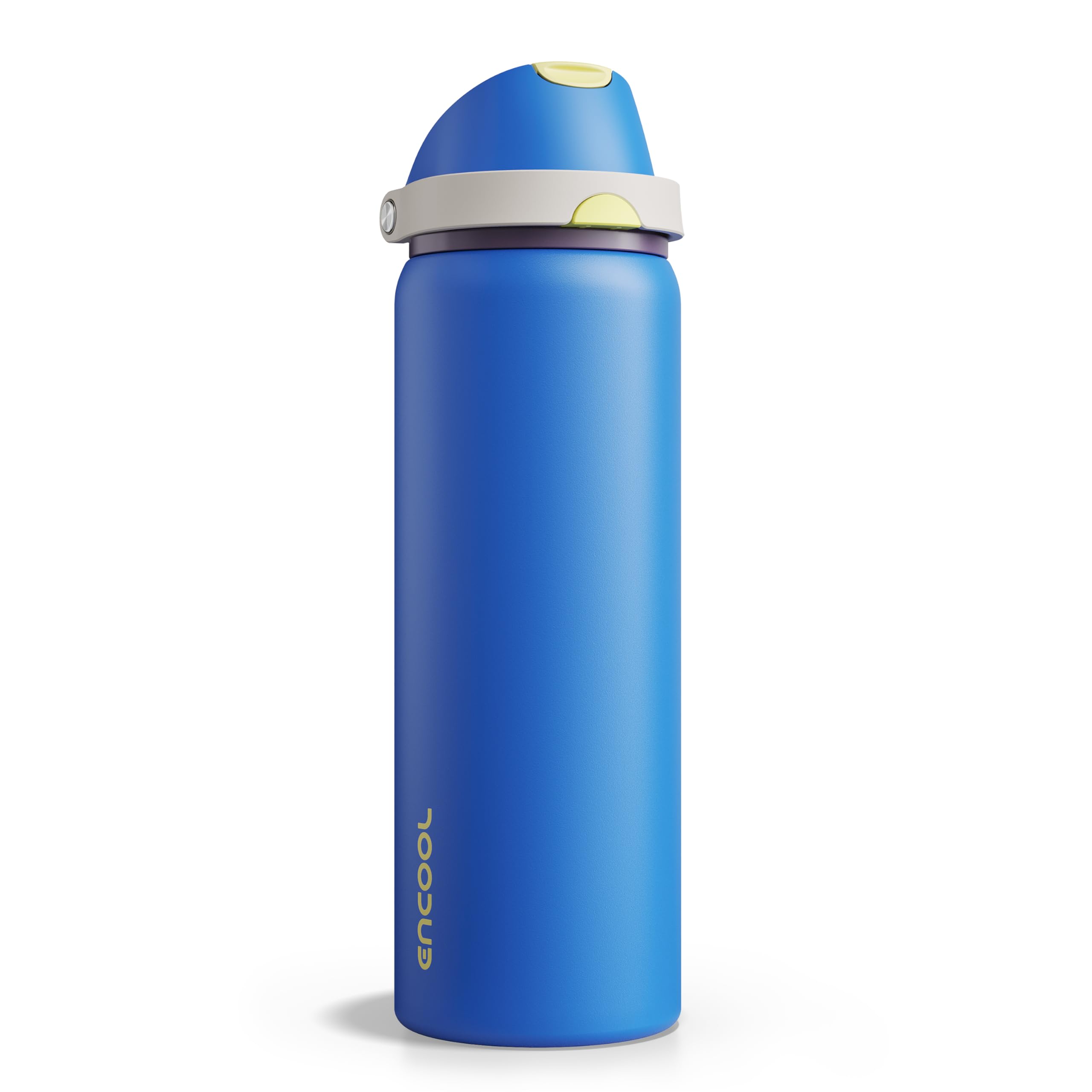 Insulated Water Bottle with Straw - Encool Stainless Steel Water Bottle with Push Button Lid, Leak-Proof &amp; BPA-Free, Keeps Cold for 24 Hours for Sports, Travel, Gym (32 oz, Sapphire)