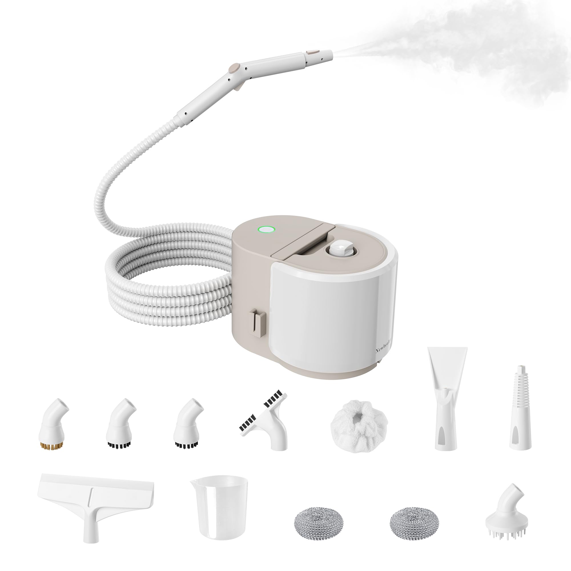Newbealer Handheld Steamer for Cleaning Stainless Steel Boiler 12-Piece Accessory Kit Max 5 Bar Pressure Multi-Purpose Steam Cleaner