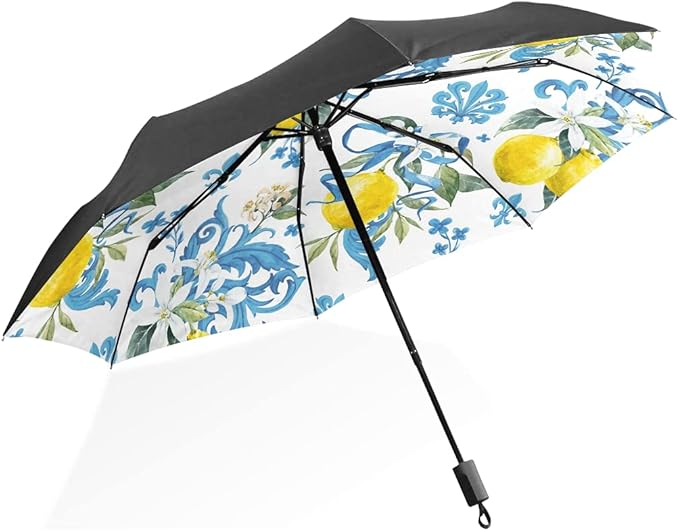 Amazon.com: BEEPLUS Blue Pattern Lemon Umbrella, Automatic Windproof ...