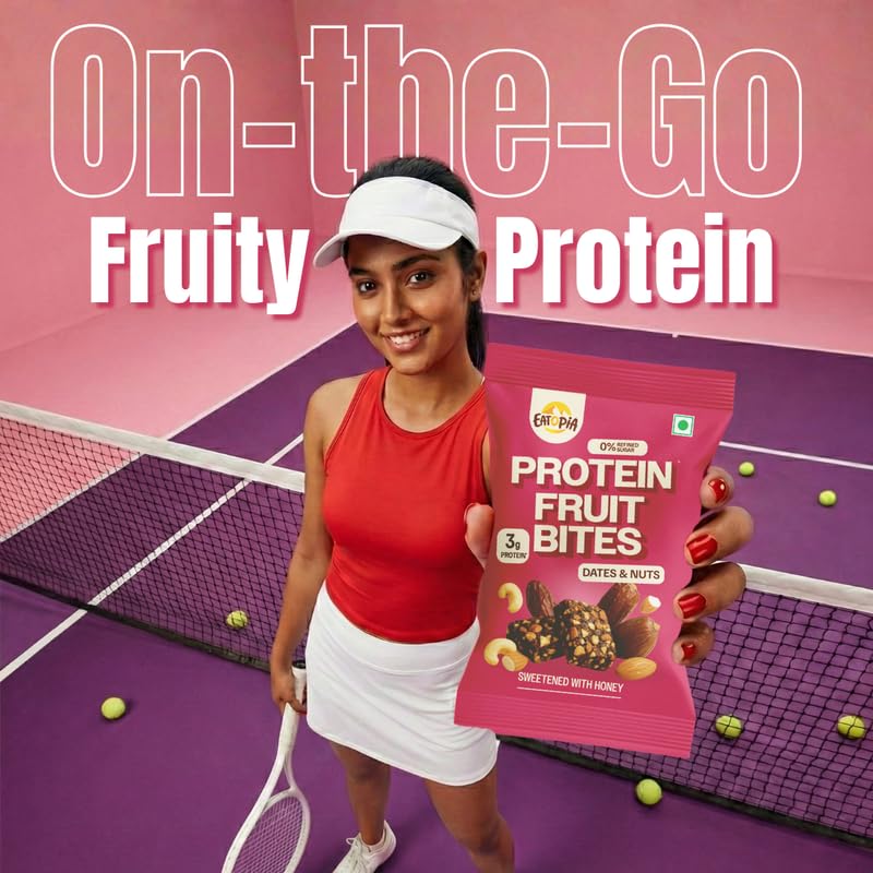 Image of Eatopia Dates & Nuts Protein Bars without Sugar | 14g Protein per 100g | No Preservatives & Refined Sugar | Dry Fruits Energy Bars | Healthy Food | Oats, Honey, Nuts & Seeds | Fruit Bites | Pack of 2 (5 Minis per Box)