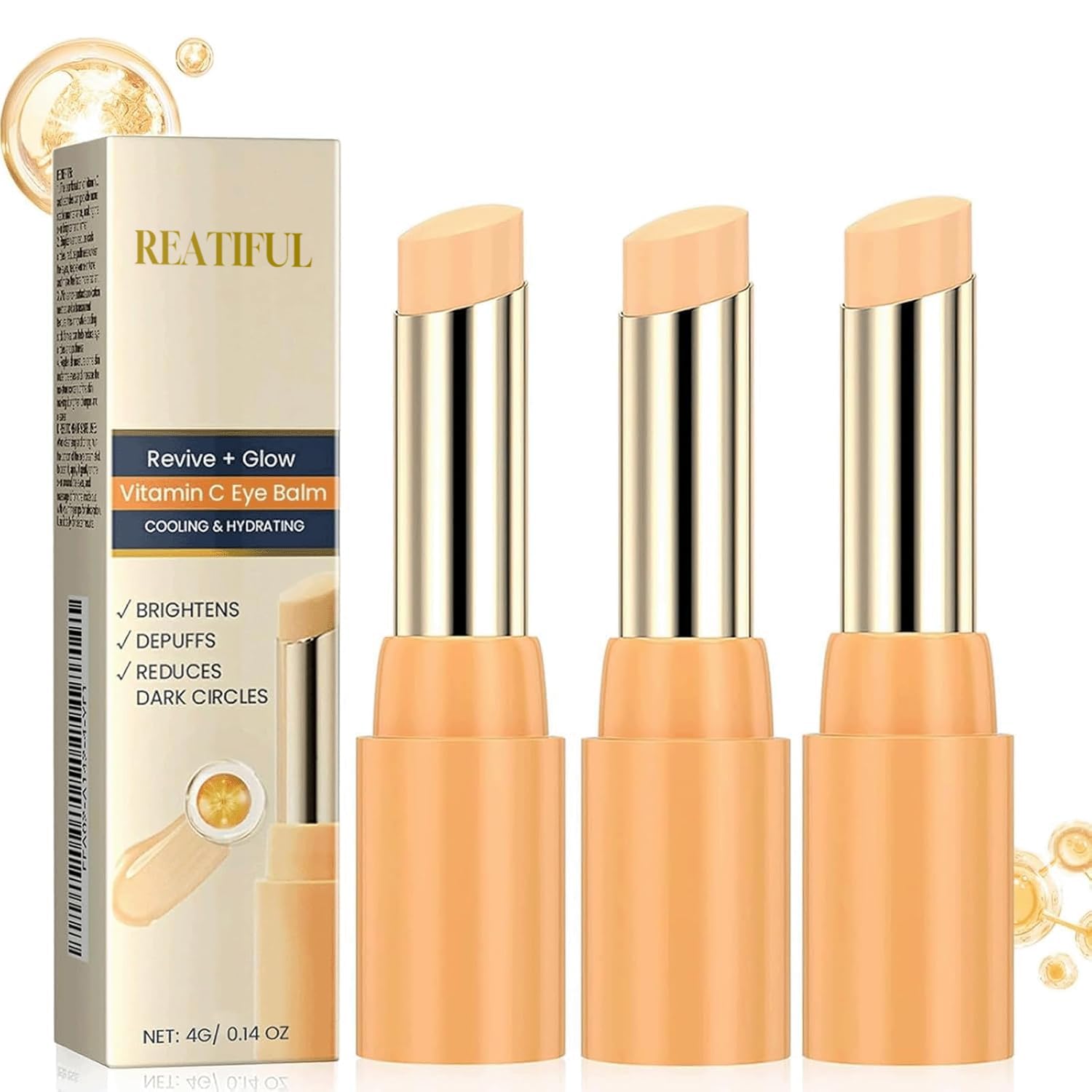 2PCS Revive Glow Vitamin C Eye Balm, Reducing Dark Circle,Hydrating Eye Cream,Improve Dark Circles,Reduces Puffiness (3pcs)