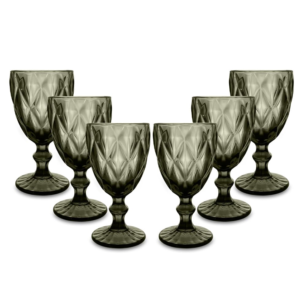 Set 6 Calici In Vetro Color Ambra Con Fiori Di Ciliegio - Bicchieri Eleganti Da 340ml Per Vino, Cocktail E Bevande - Foto 6