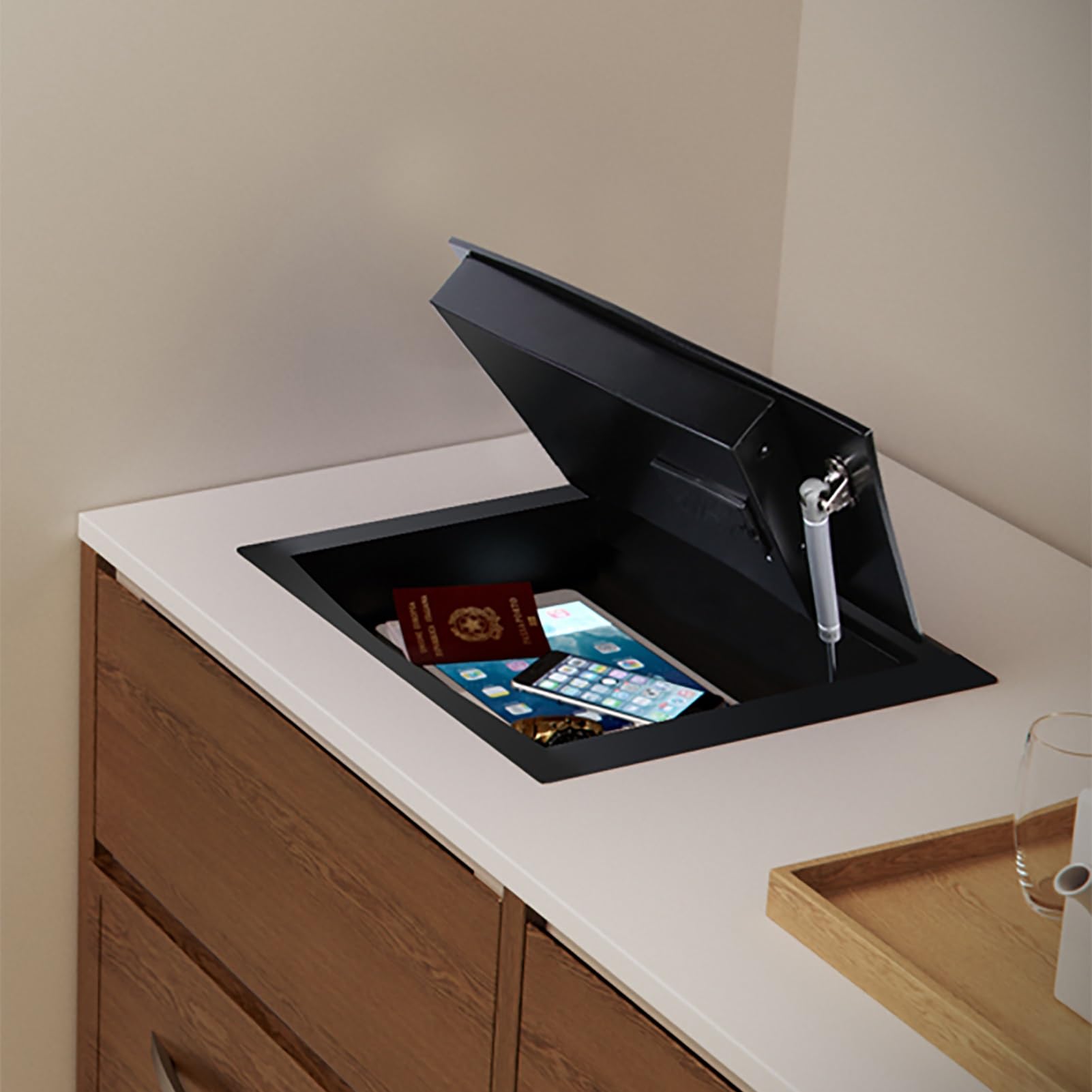 Cassaforte da Pavimento Safe con Chiave Cassetta di Sicurezza Cassaforte da Armadio per Hotel, Ufficio, Casa(40x35x18cm/16x14x7in)