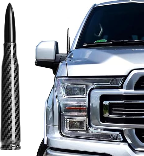 50 Cal Truck Bullet Antena diseño de fibra de carbono compatible con Ford F150 F250 F350, Dodge RAM 1500, Chevy Silverado, GMC Sierra, Jeep