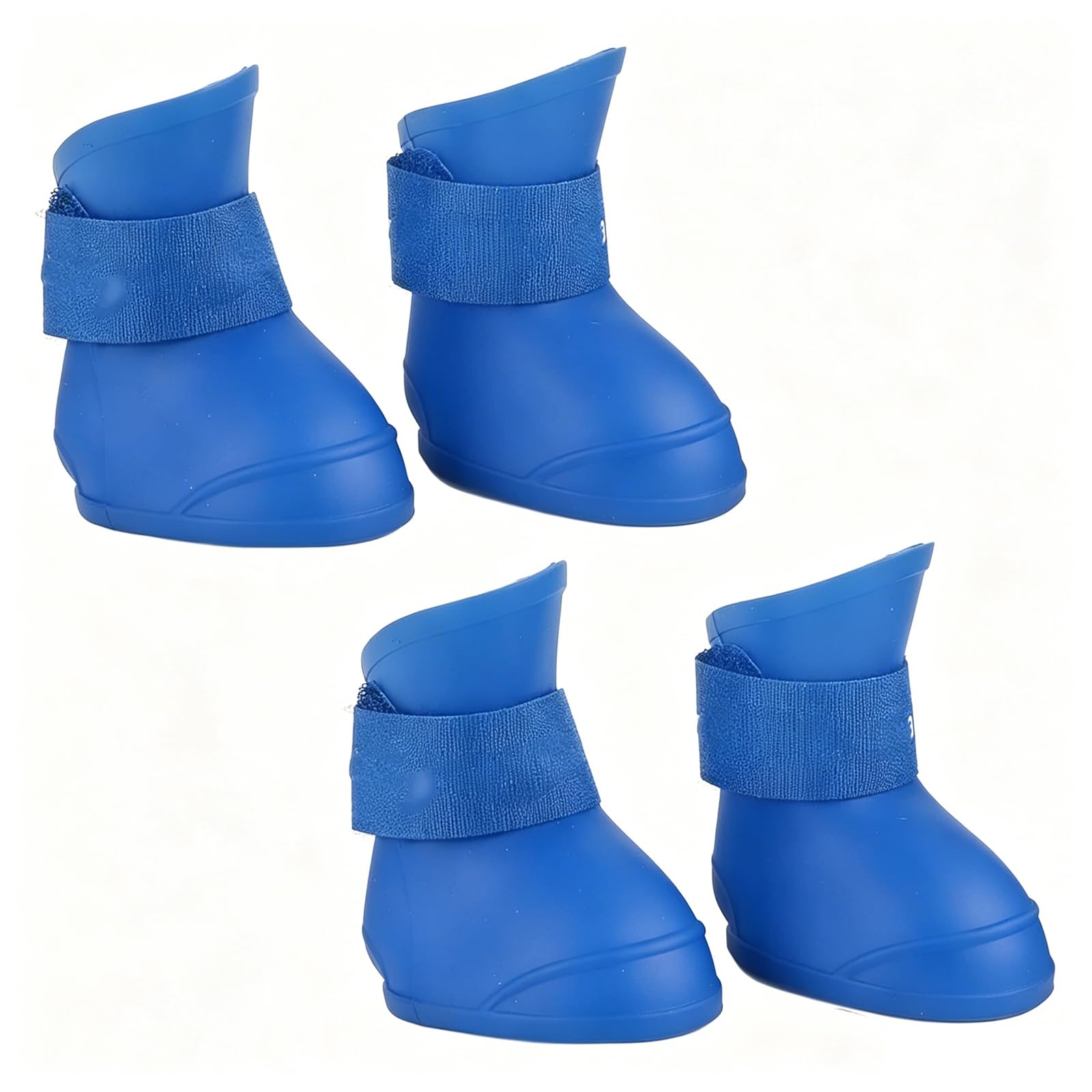 4PCS Silicone Dog Boots Water Proof Anti Slip Pet Rain Shoes for Small Dogs (Blue, 2XL)