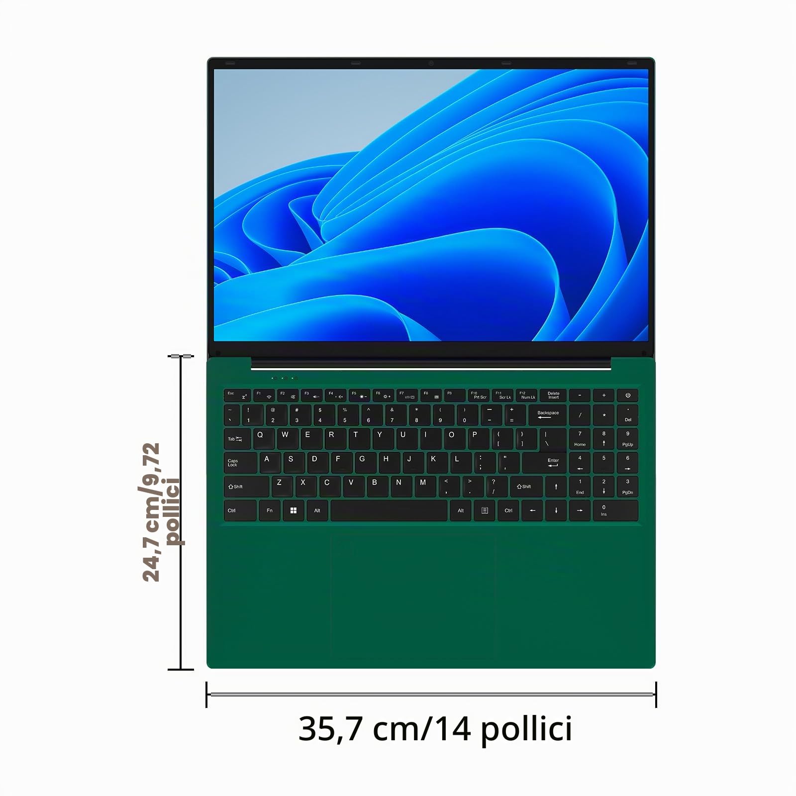 LONGVEINCE 2026 16 pollici PC portatile Laptop, 1920×1200 IPS, processore Pentium 7020Y (fino a 3,4 GHz), notebook leggero, BT4.2,USB3.0,5000 mAh, Win11 Pro, Verde,16 GB+512GB