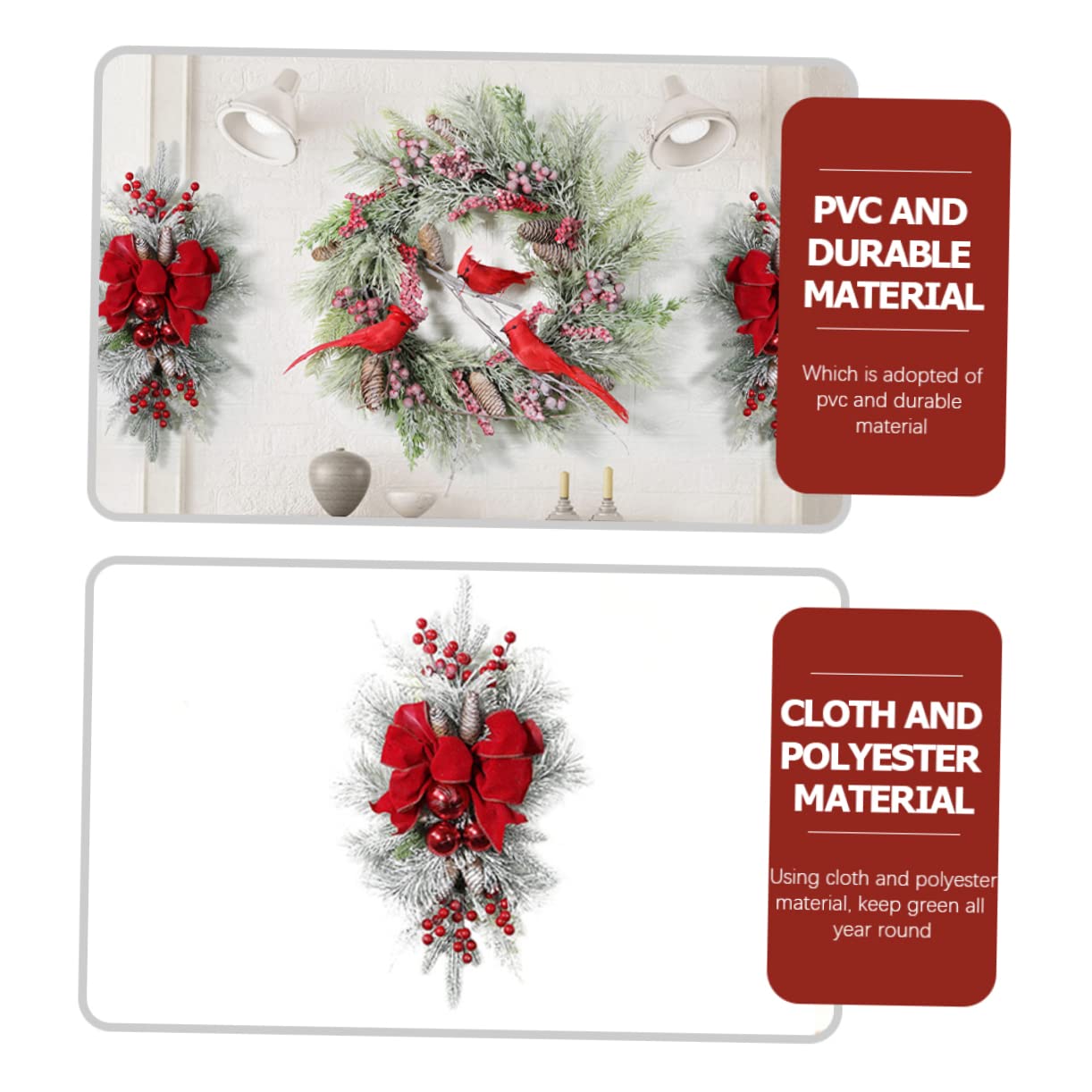 PRETYZOOM Christmas Stair Wreath Bow Festive Xmas Decor for Home Door and Staircase Vibrant Holiday Decoration for Living Spaces and Christmas Parties