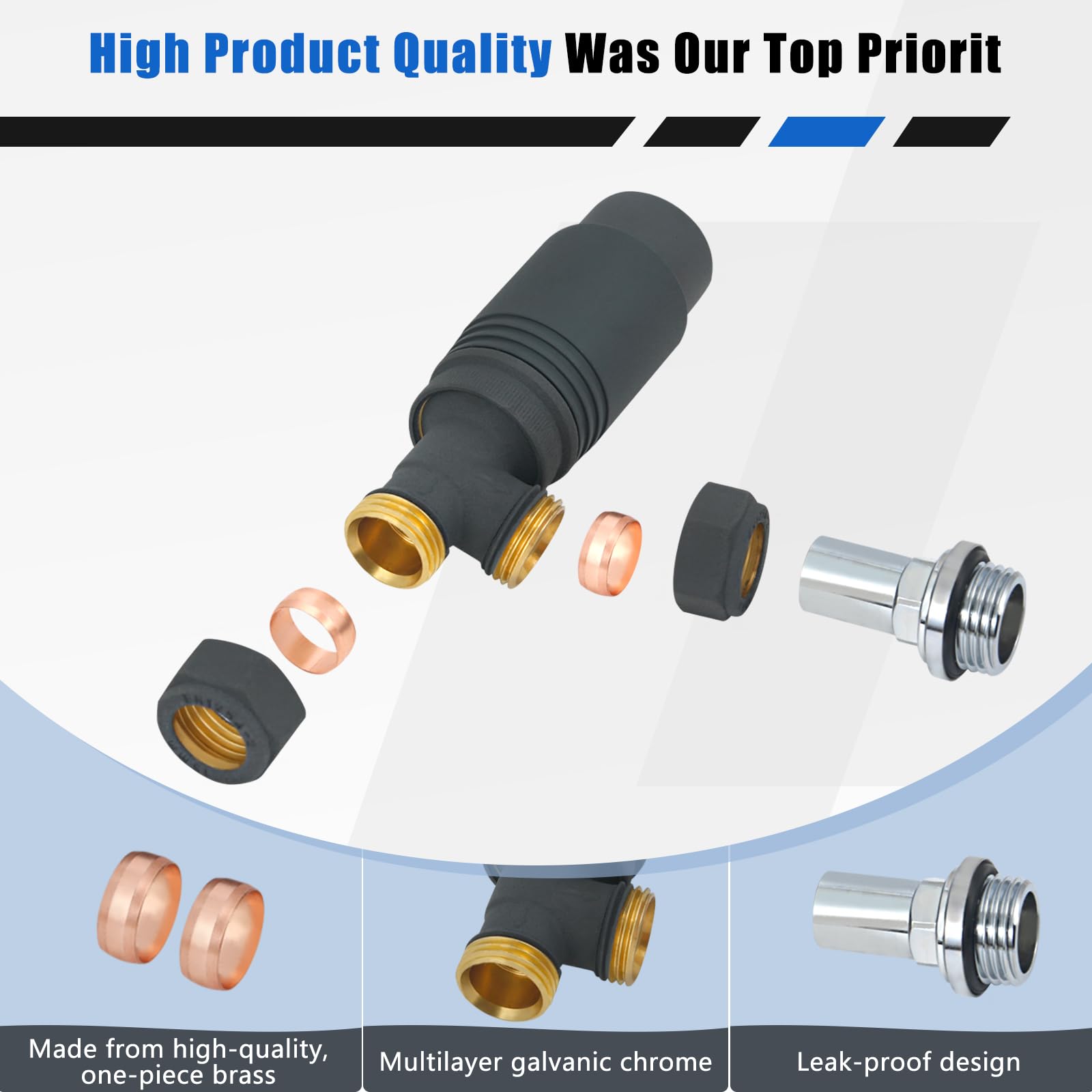 SVNR Thermostatic Radiator Valves (TRV), Textured Anthracite Grey, Angled Lockshield Valve, 15mm - Image 4