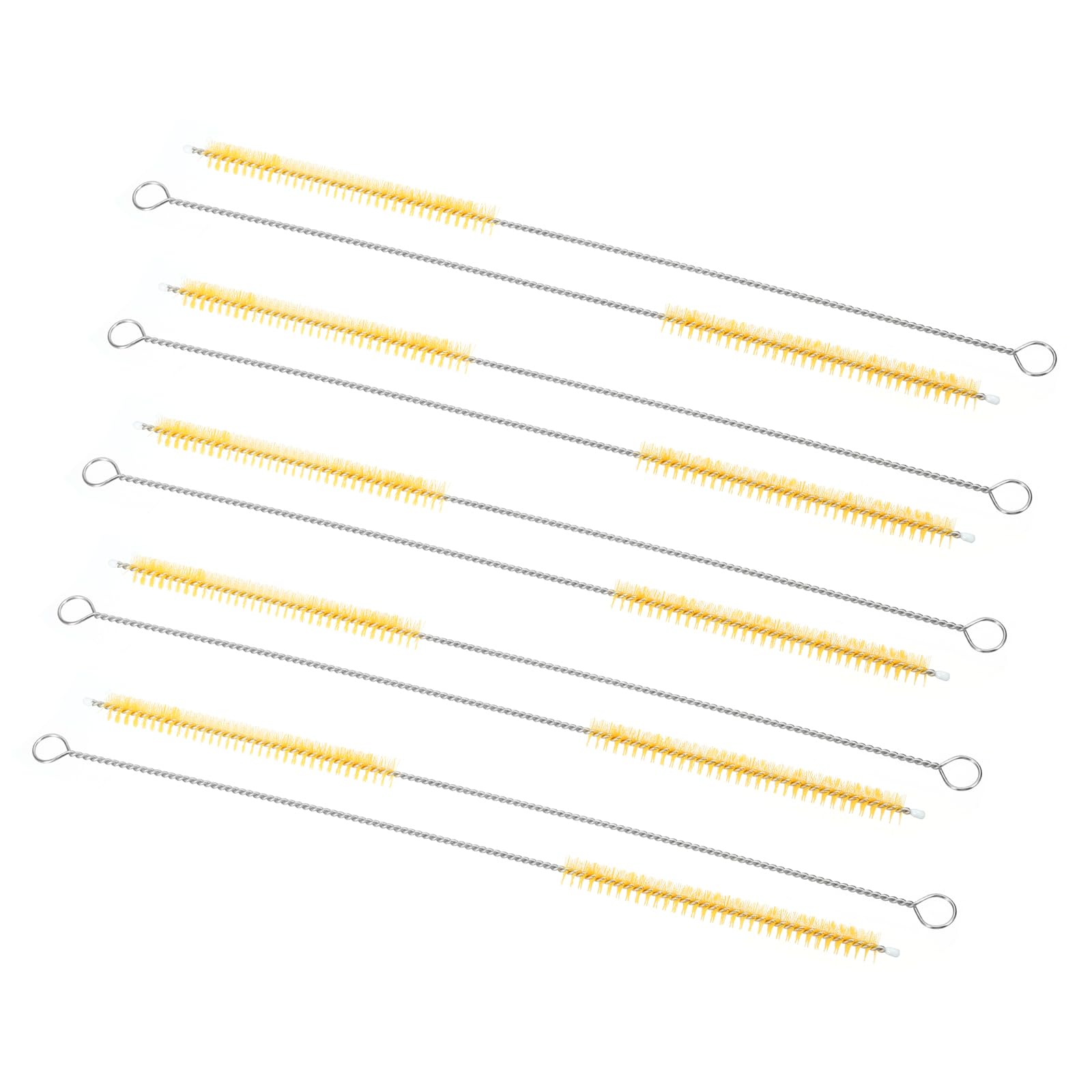 PATIKIL 10"x5/16" Long Straw Brush, 8Pcs Drinking Straw Cleaning Brush Nylon Pipe Tube Cleaner Brush for Cleaning Straws Pot Spout, Yellow