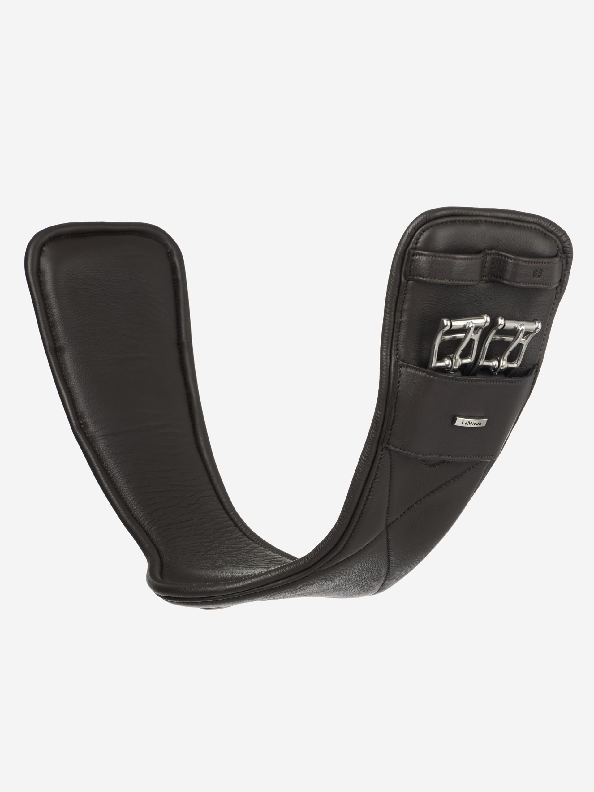 LeMieux Arika Contoured Dressage Girth - Soft Supple Leather - Shaped Around Elbows - D-Ring for Attachments - Brown - 60cm/24"