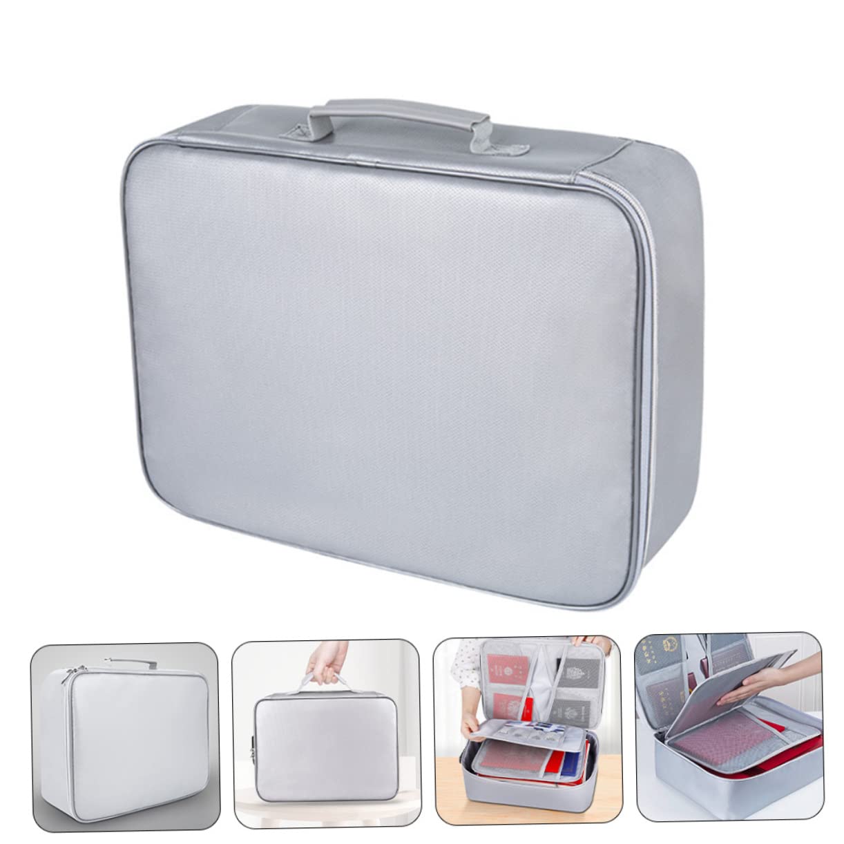 Borsa Porta Documenti Ignifuga di Silicone e Fibra di Vetro Grande Capacità e Cerniera Liscia per Ufficio e Viaggio