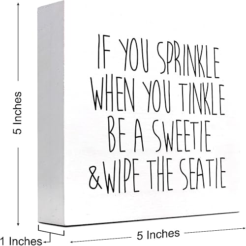 Miniatura 2 de z-crange Letrero divertido de madera con texto en inglés Be a Sweetie and Wipe the Seatie para decoración de escritorio, caja de madera rústica,