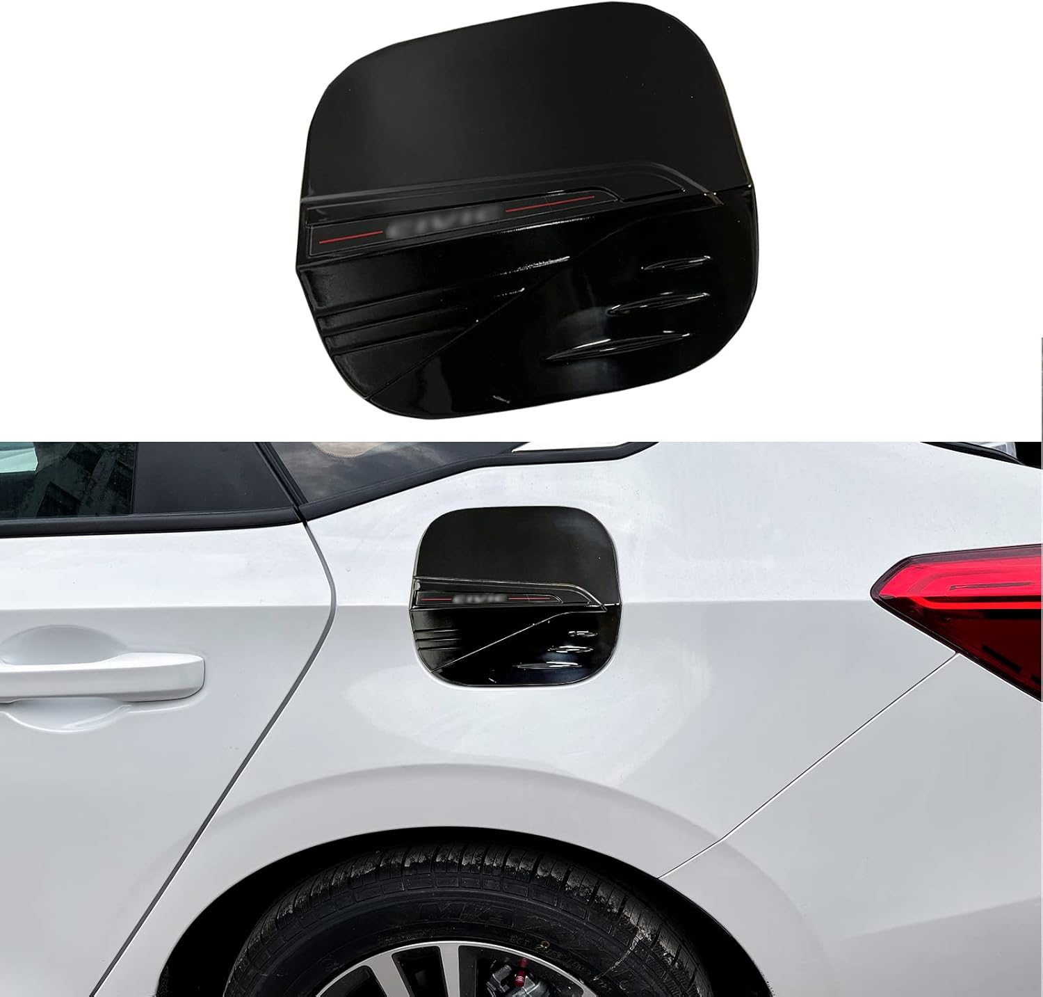 for 11th Gen Civic ABS Car Decoration Accessories Fuel Tank Cap Cover Trim for Honda Civic Sedan 2022 2023 2024 2025-Glossy Black