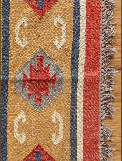 Tapis Kilim en laine naturelle et jute - Tapis bohème tissé à la main (200 × 300 cm)