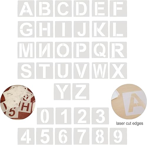 Miniatura 3 de Honbay 36 plantillas de letras del alfabeto de plástico, plantillas de números, plantillas de manualidades para pared de madera, tela, pizarra de