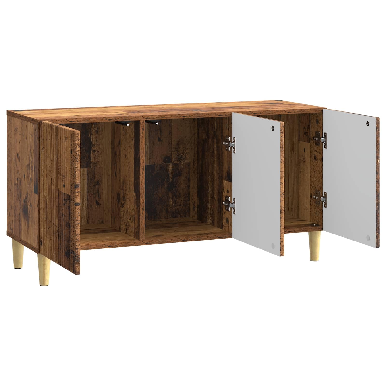 Szafka pod telewizor z materiału drewnopochodnego, stare drewno, 99 x 34,5 x 50 cm, z dużą ilością miejsca do przechowywania, stożkowe nogi, uniwersalna jako szafka pod telewizor, kredens