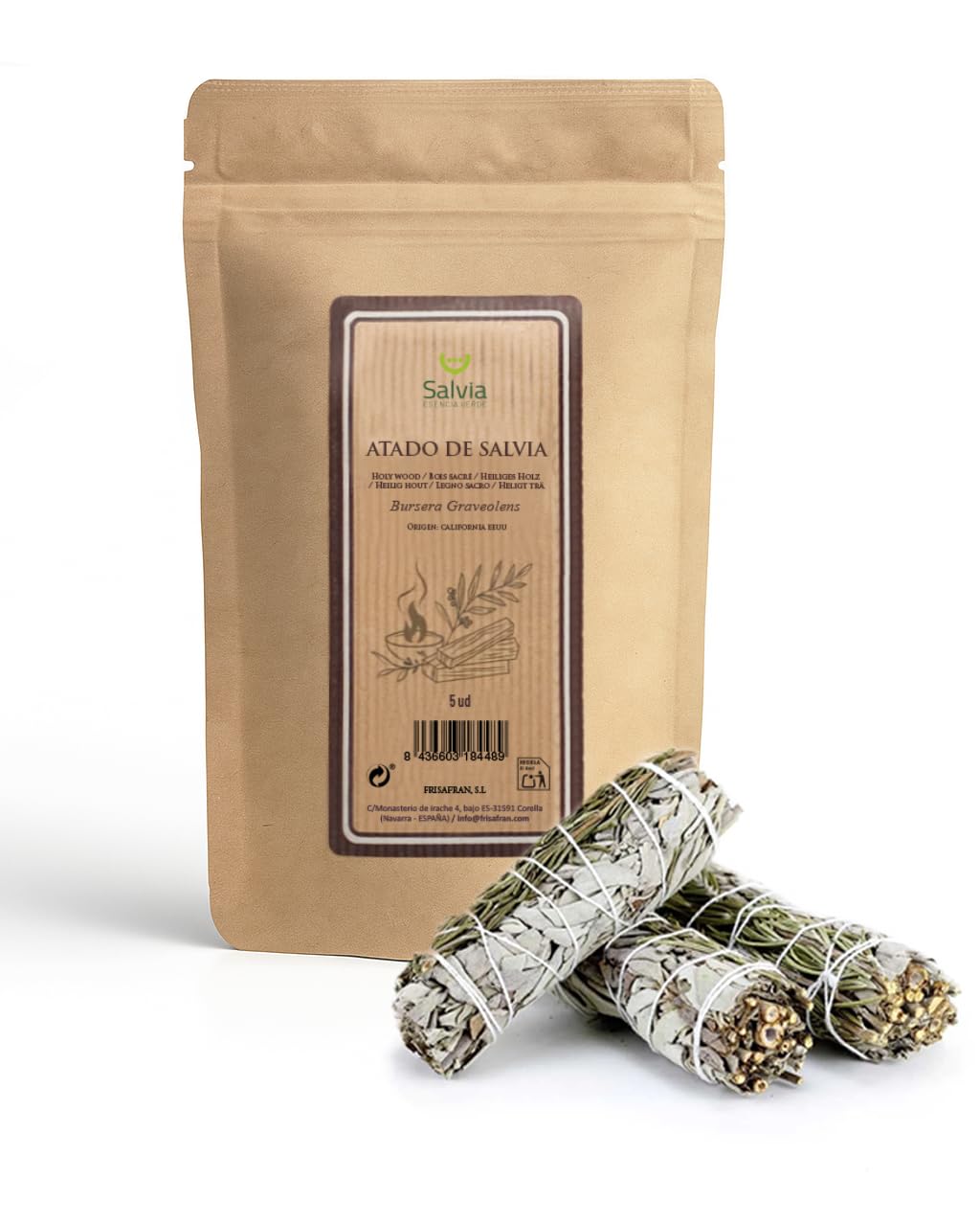 SALVIA | White Sage 5 Unit | Sacred Herb for Purification | Herbaceous Plant Species with Good Burning Effect | Spiritual Cleansing | Energy Rituals | Pure Plant for Energy Cleansing | Natural essence