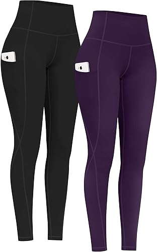 Miniatura 24 de PHISOCKAT Paquete de 2 pantalones de yoga de cintura alta con bolsillos, leggings de control de abdomen, leggings de yoga elásticos en 4 direcciones