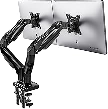 HUANUO Dual Monitor Stand for 13 to 32 Inch Screens, Dual Monitor Arm Desk Mount for Curved Flat Screens, Double Screen Arm Support VESA 75 & 100 mm
