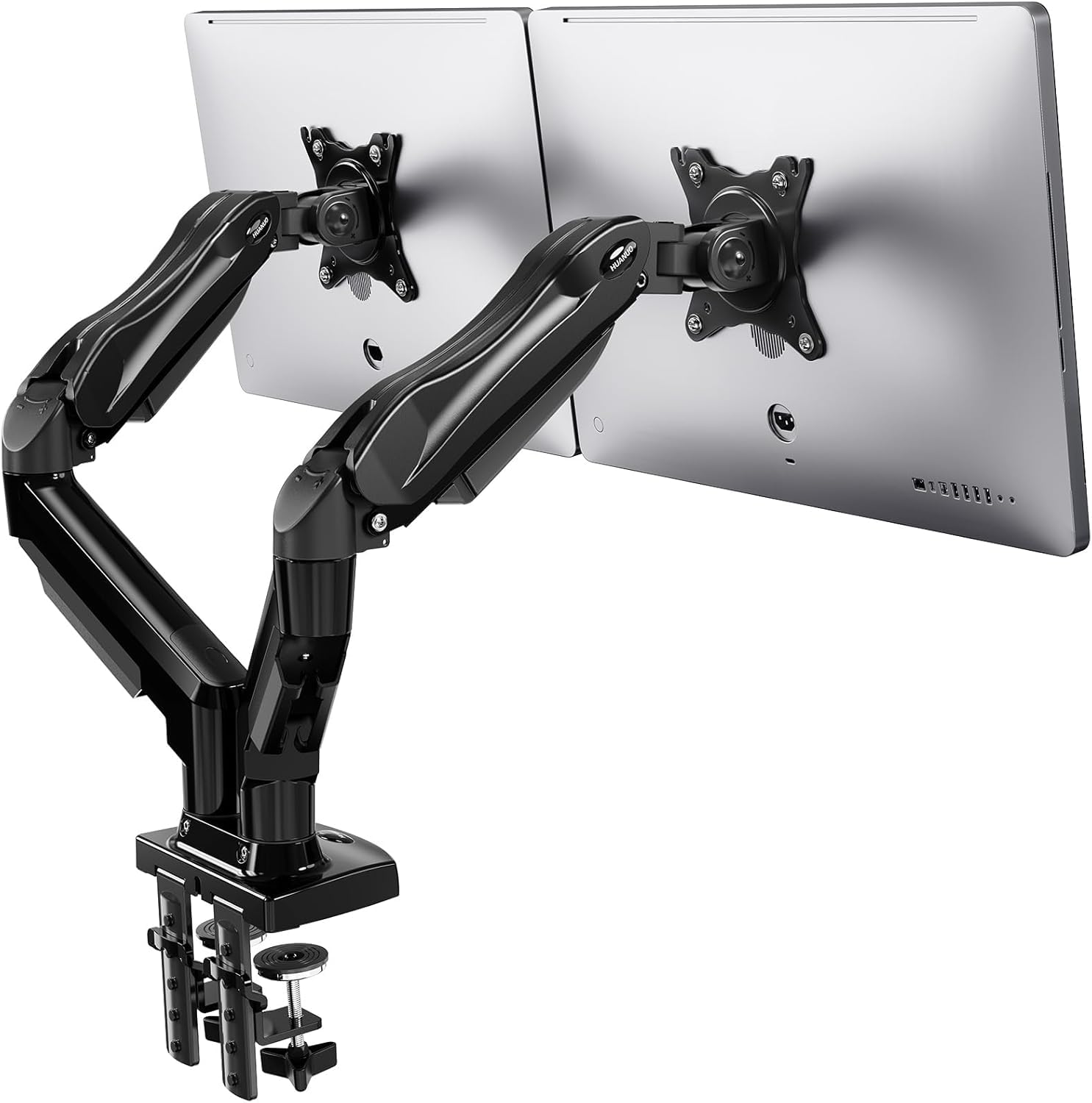 HUANUO Supporto schermo PC 2 da 13 a 30 pollici, braccio per schermo PC piatti curvi a molla a gas, VESA 75 x 75/100 x 100 mm