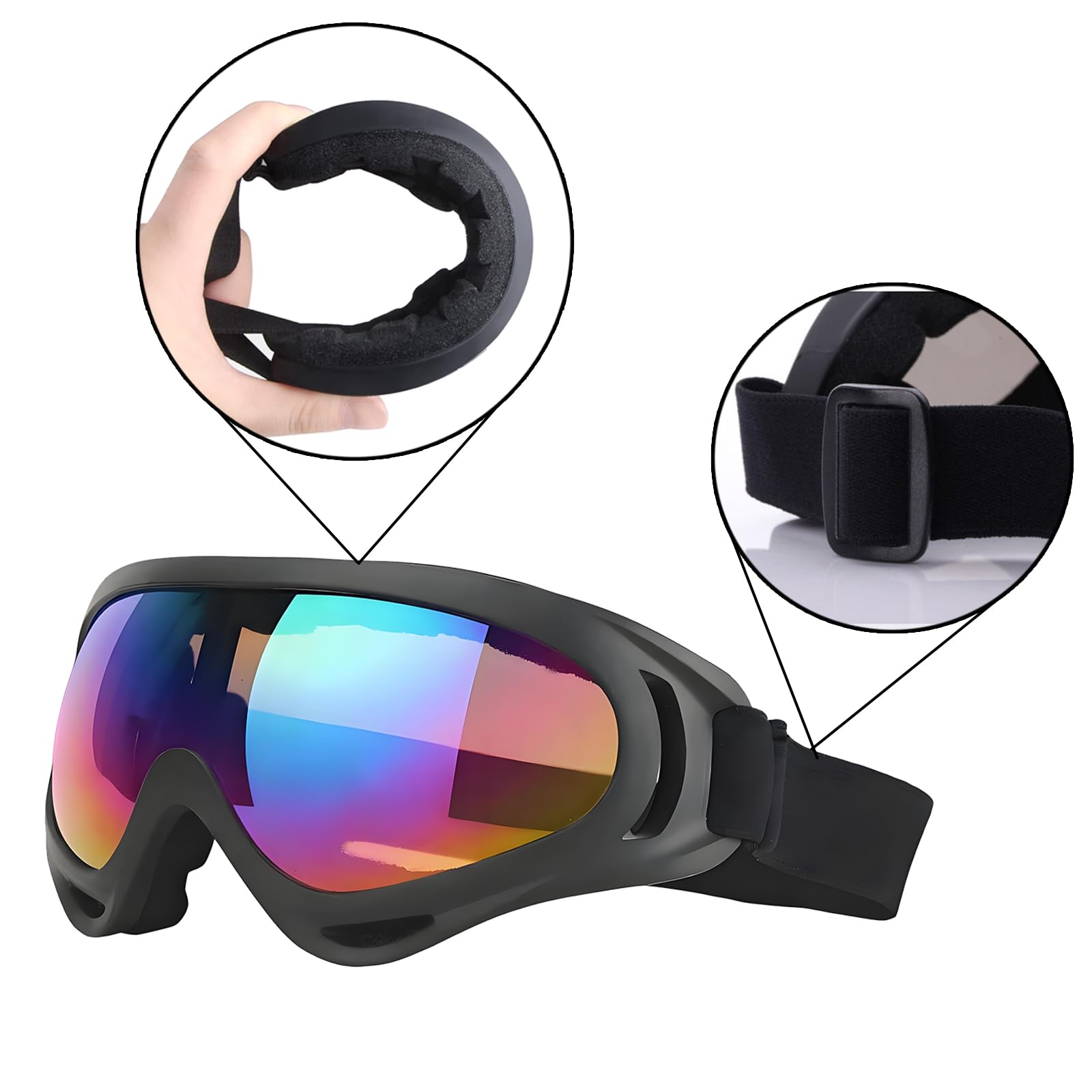 2 Pezzi Maschera Sci, Antivento Occhiali Da Neve, Anti Nebbia Anti-UV Maschera Da Sci, Occhiali Da Sci Unisex, Tampone in Spugna Incorporato, Per Sci Snowboard Sport Invernali