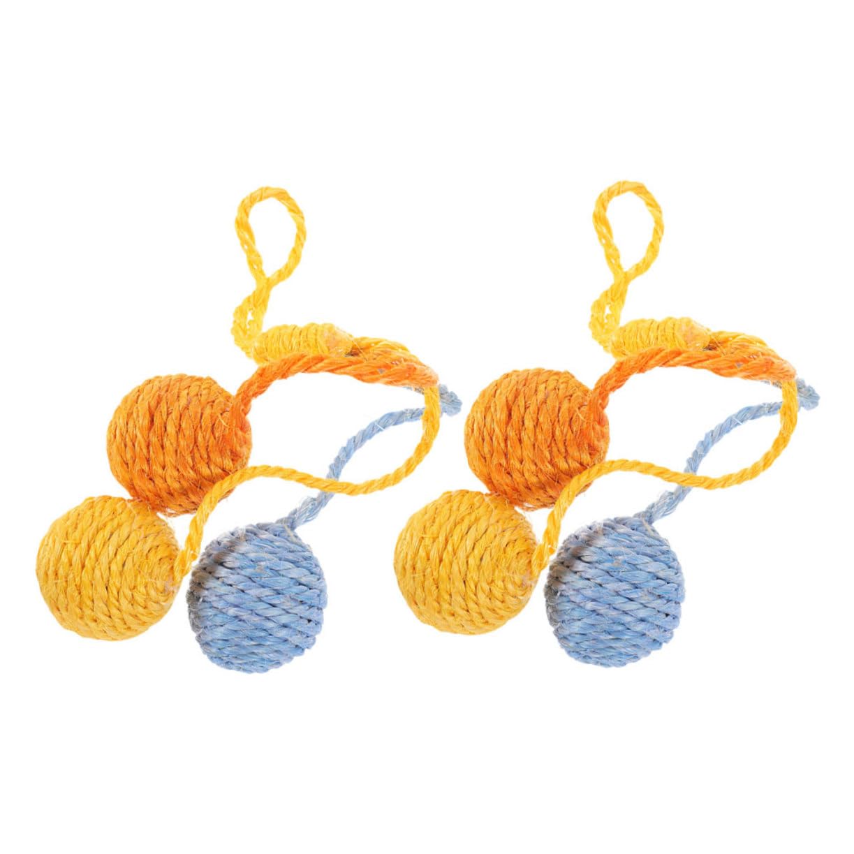 CIYODO 2Pcs Hanging Sisal Cat Ball for Indoor Cats Interactive Pet Chase with Design Durable Material for Engaging Play and Claw Satisfaction