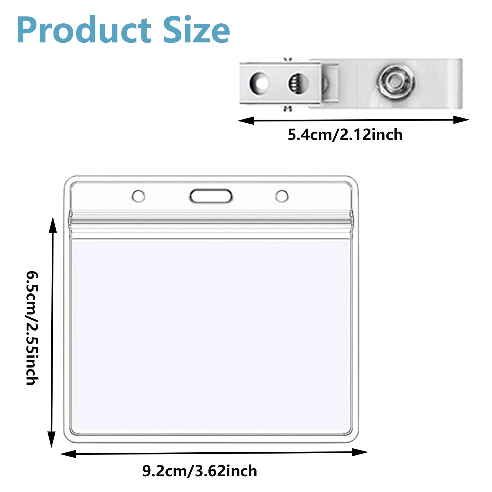 Badge Holder Horizontal,10pcs Soporte para tarjetas de identificación,Tarjetas de Identificación con Clip,Juego de tarjetas de identificación para escuelas, exposiciones, conferencias