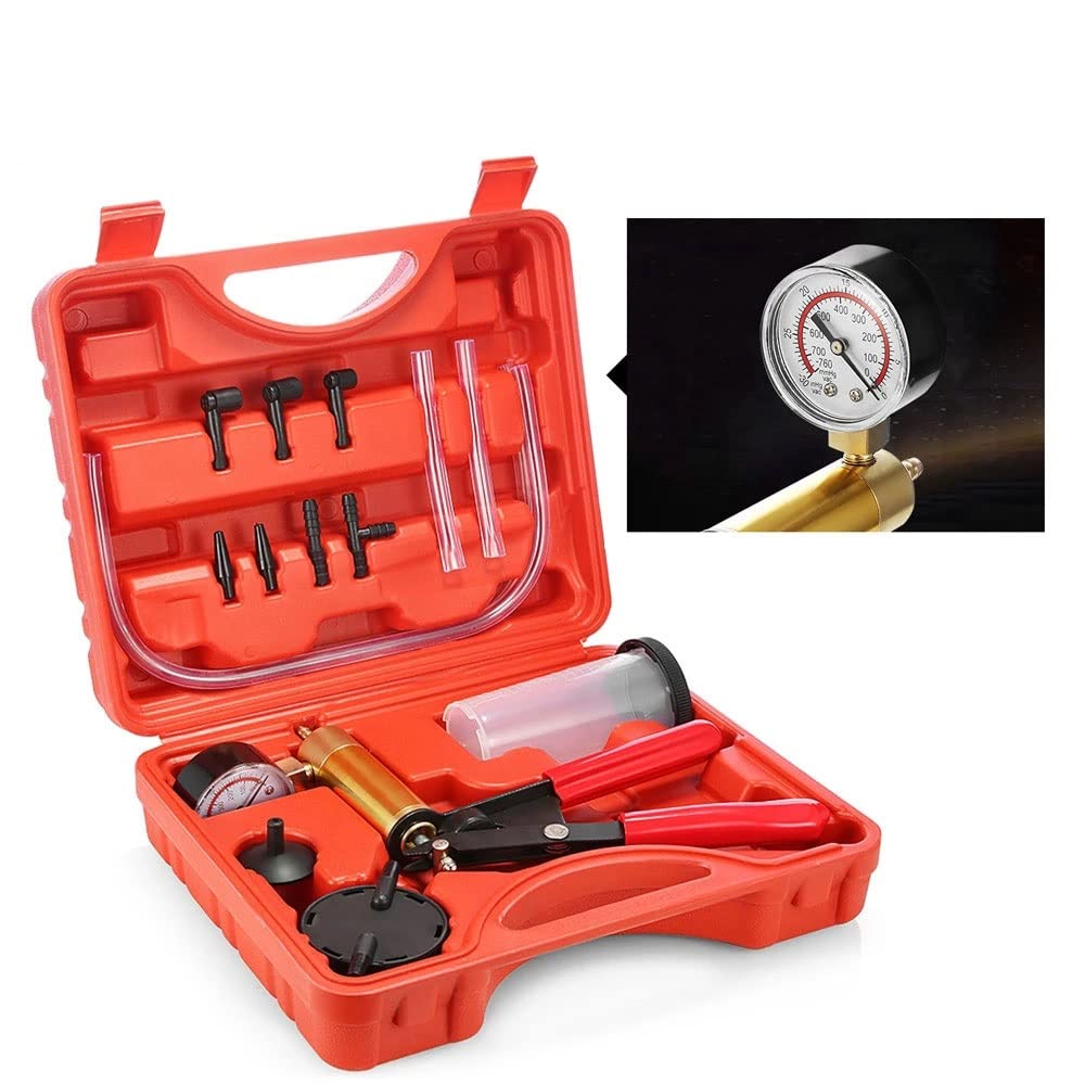 Bomba de presión manual de aluminio para coche, purga de líquido de frenos, portátil, duradero, kit de comprobador de vacío