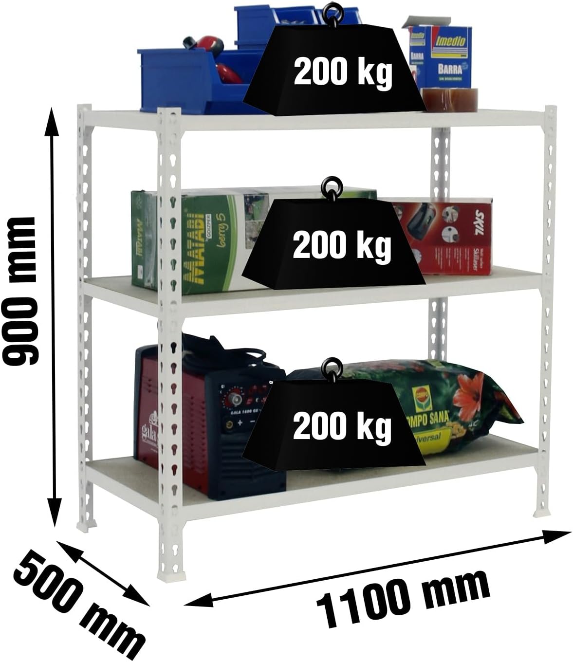 Simon Rack Metal Shelf Without Screws KIT MADERCLICK Superplus 3/500 900 White/Wood