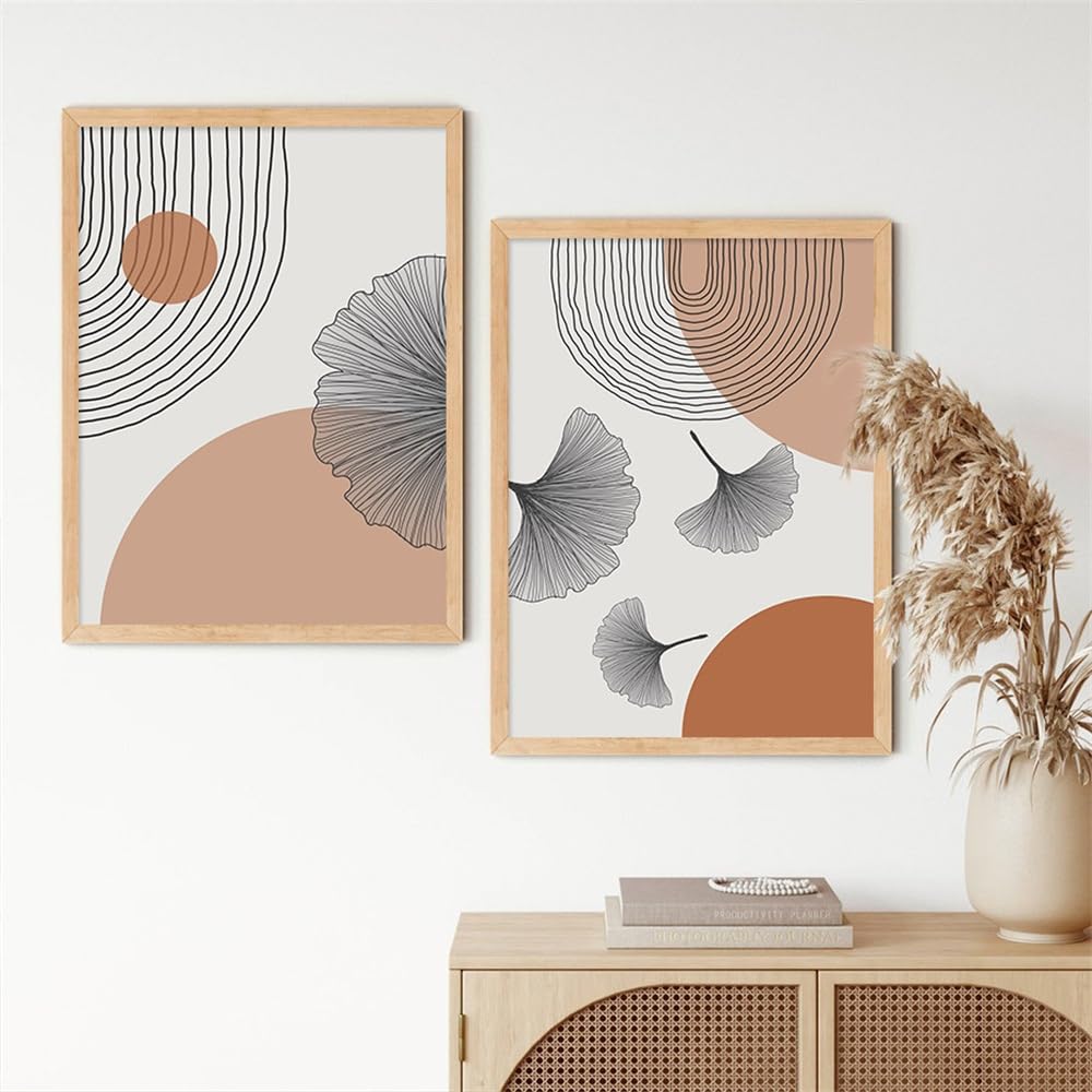 WUHBCZ Pictures,Abstract Geometric Line Leaves Poster Wall Art Canvas Painting Prints Picture Modern Living Room Bedroom Office Home Decoration Artwork-40 * 60cm*2PCS (No Frame)