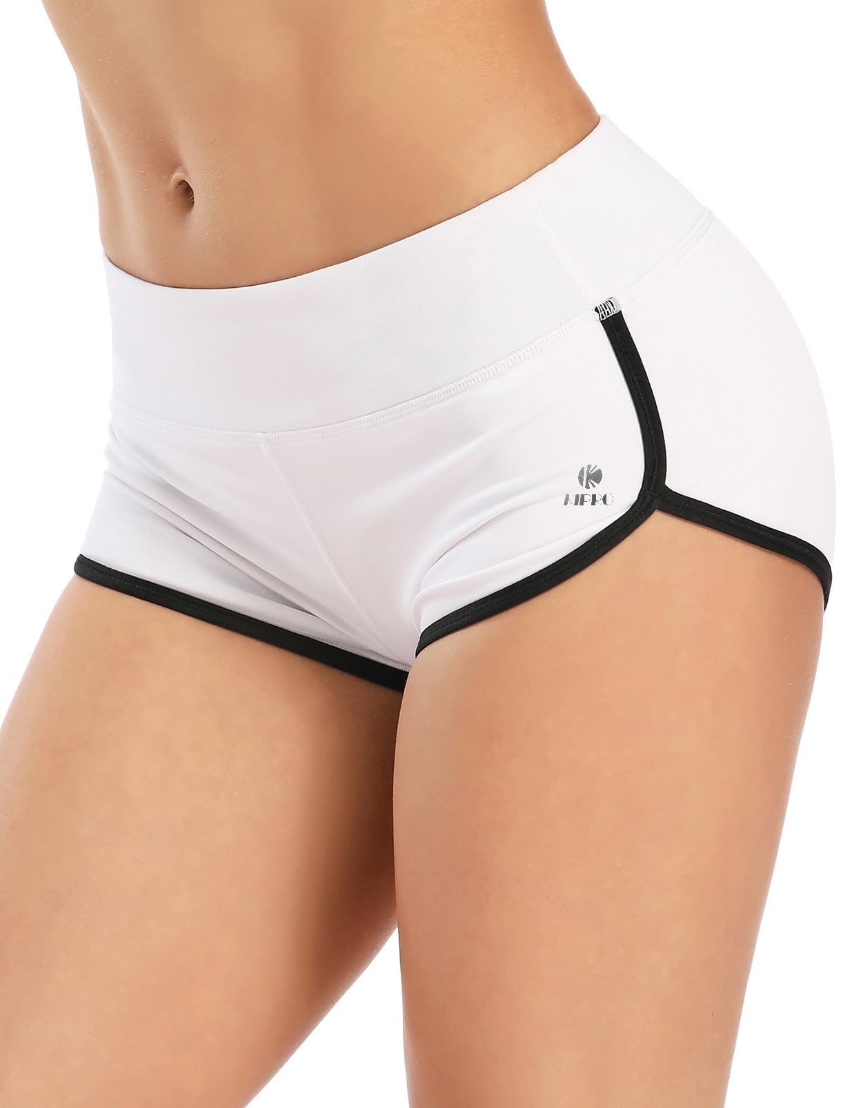 ENEESSI Women's Active Short Shorts Cute Workout Scrunch Booty Yoga Gym Shorts White/Black Small