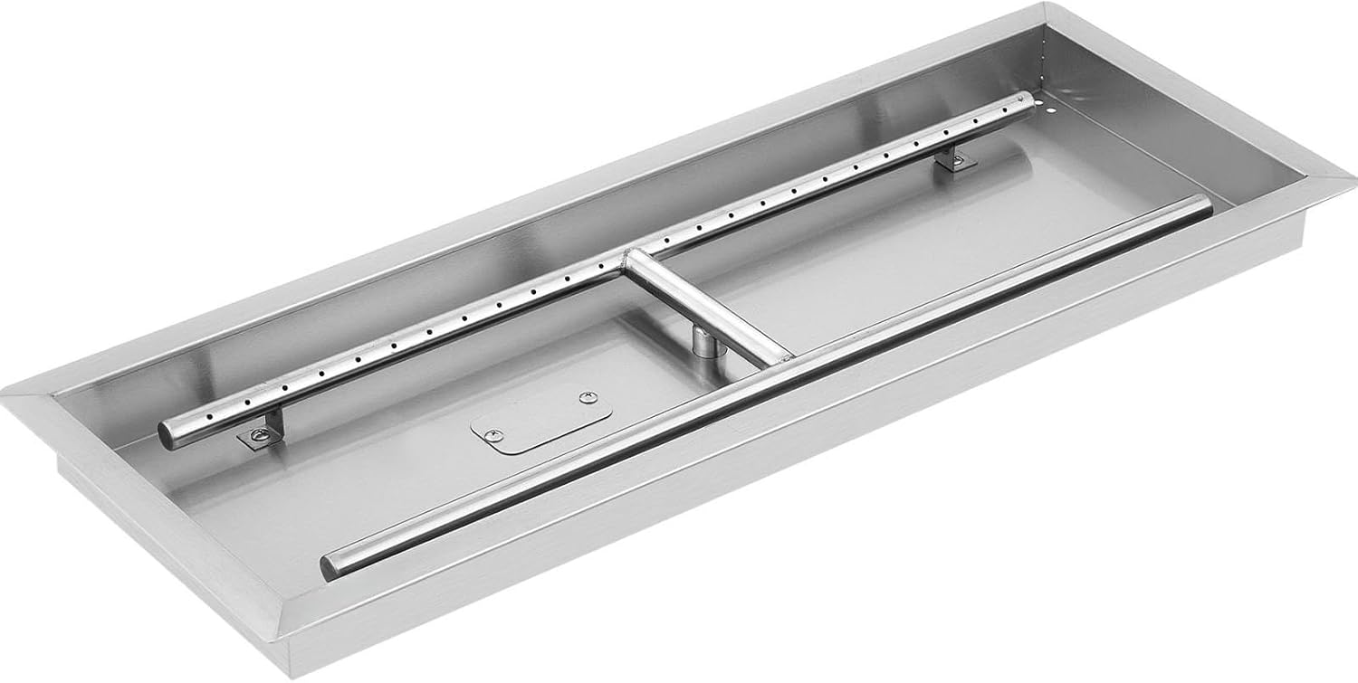 Outdoor Patio Fire Pit with Stainless Steel Rectangular