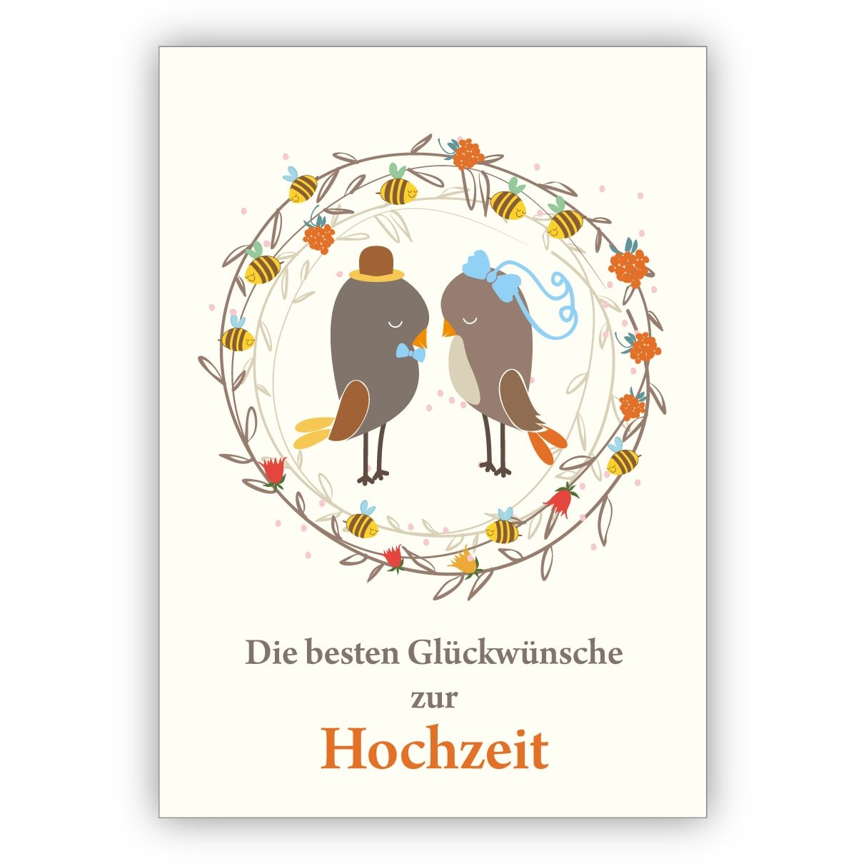 Kartenkaufrausch 16x Süße Hochzeitskarte mit Vogel Brautpaar: Die besten Glückwünsche zur Hochzeit - auch für Firmenkunden und Geschäftspartner • tolle Grusskarte mit Umschlag in Premium Qualität