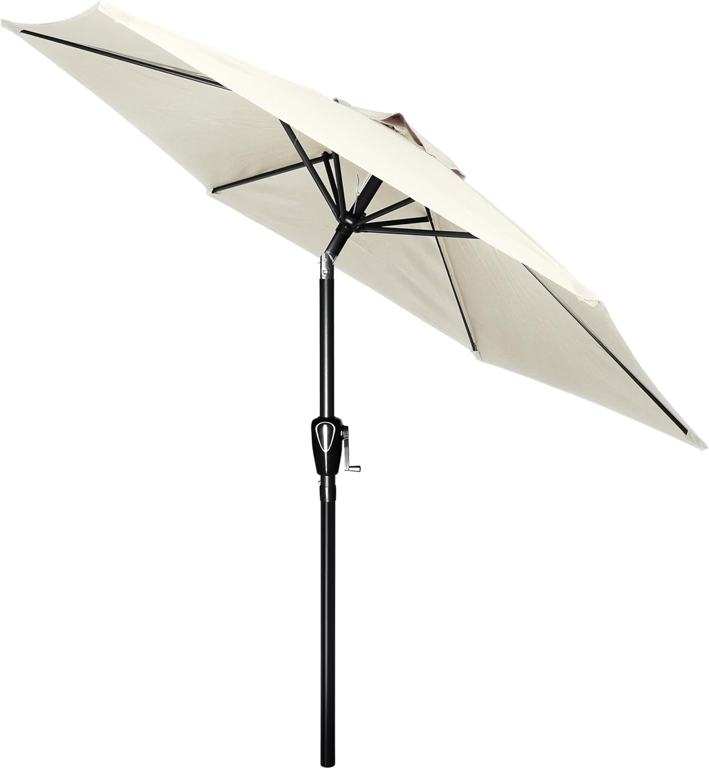 Simple Deluxe 2.28M Patio Umbrella Outdoor Table Market Yard Umbrella with Push Button Tilt/Crank, 6 Sturdy Ribs for Garden, Deck, Backyard, Pool, Beige