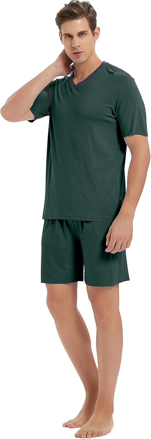 MoFiz Mens Pajamas Set Short Sleeve PJ's Sleep Lounge Sleepwear Cool Pyjama Summer Sets Comfortable Lightweight - Image 5