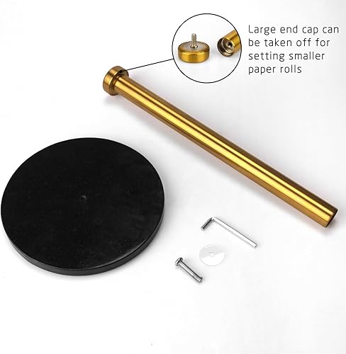 Miniatura 6 de Soporte para toallas de papel para encimera con base de mármol negro ponderada de 7 pulgadas, soporte moderno de pie para rollo de papel, soporte