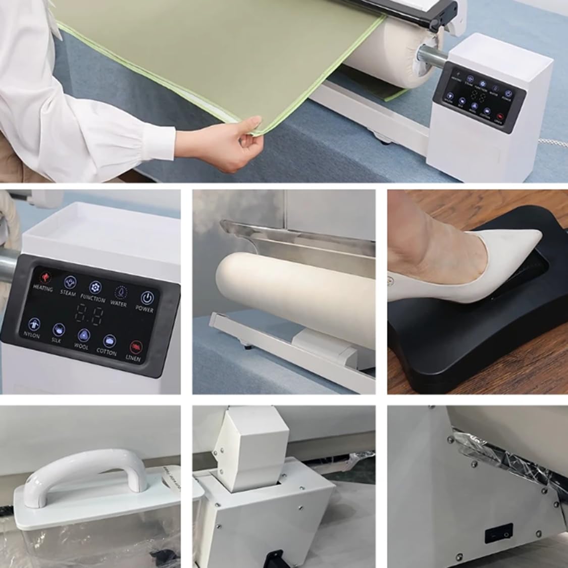 Rotary Roller Iron Steam Press,Hotel Linen Ironing Machine,with Foot Pedal Control+Continuous Steam,for Commercial Home