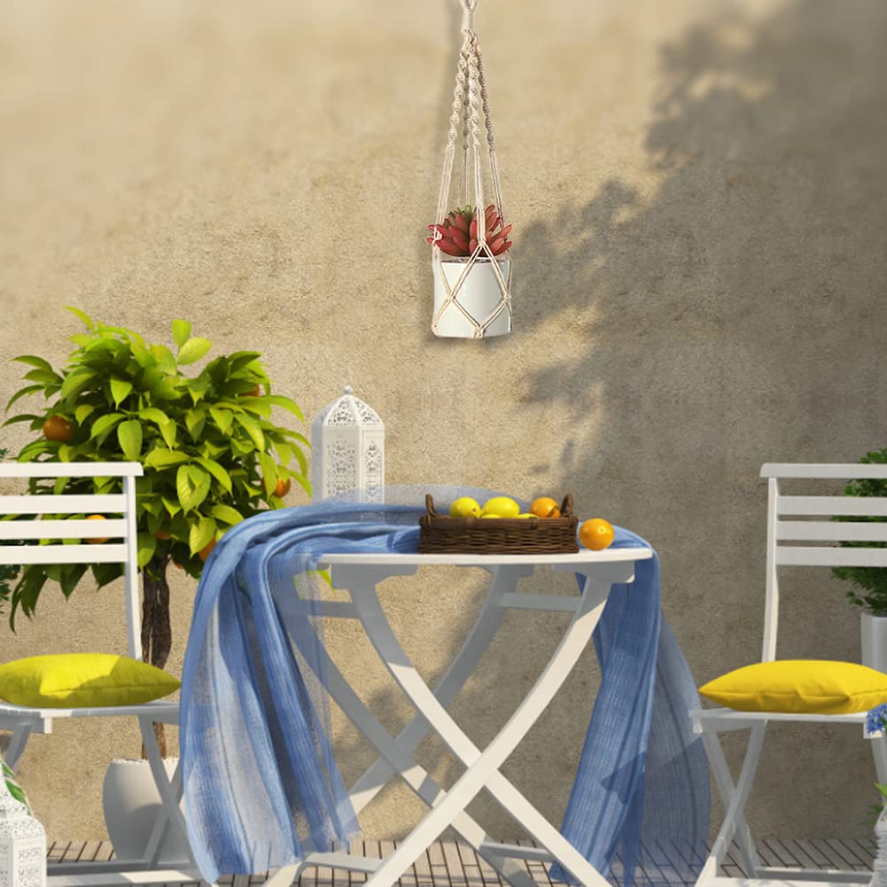 Macetero Colgante De Macramé Hecho A Mano - Cuerda De Algodón, Estilo Boho, Para Plantas De Interior