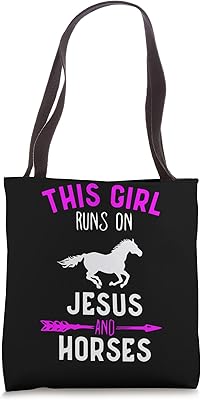 This Girl Runs On Jesus And Horses - Horse Riding Tote Bag