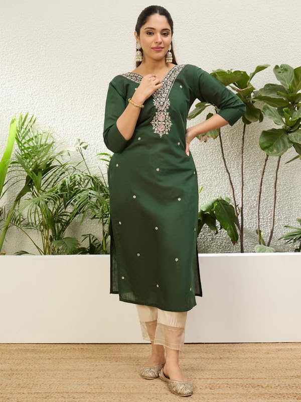 Image of Women's Silk Blend Embroidery Straight Kurta | Ethnic Kurtas for Women | Kurtis for Women Festive, Casual Office Wear Ethnic Kurta for Women
