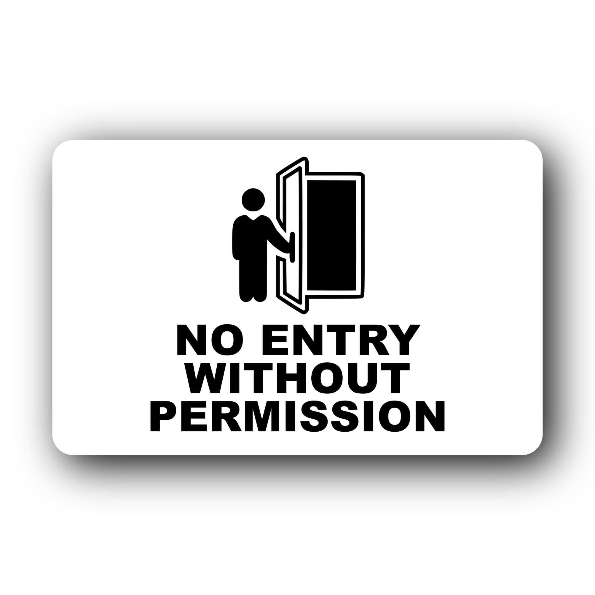 No Entry Without Permission Only Sign – 14x9cm Brushed Aluminium, Weatherproof, Self-Adhesive