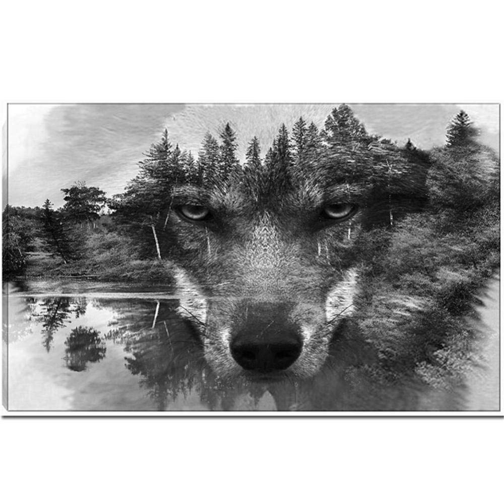 Diamond Painting Strass Loup Montagne 5D Toile Haute Définition Grand Format Round Drill