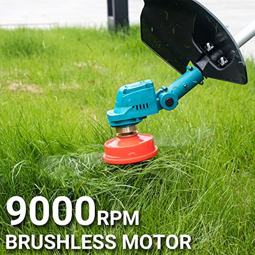 Brushless Cordless String Trimmer, T Tovia 10 Inch Electric Weed Wacker With Adjustable Trimmer Head, 21V Power Grass Trimmer For Garden And Yard, 2.0Ah Battery And Charger Included #TOP3