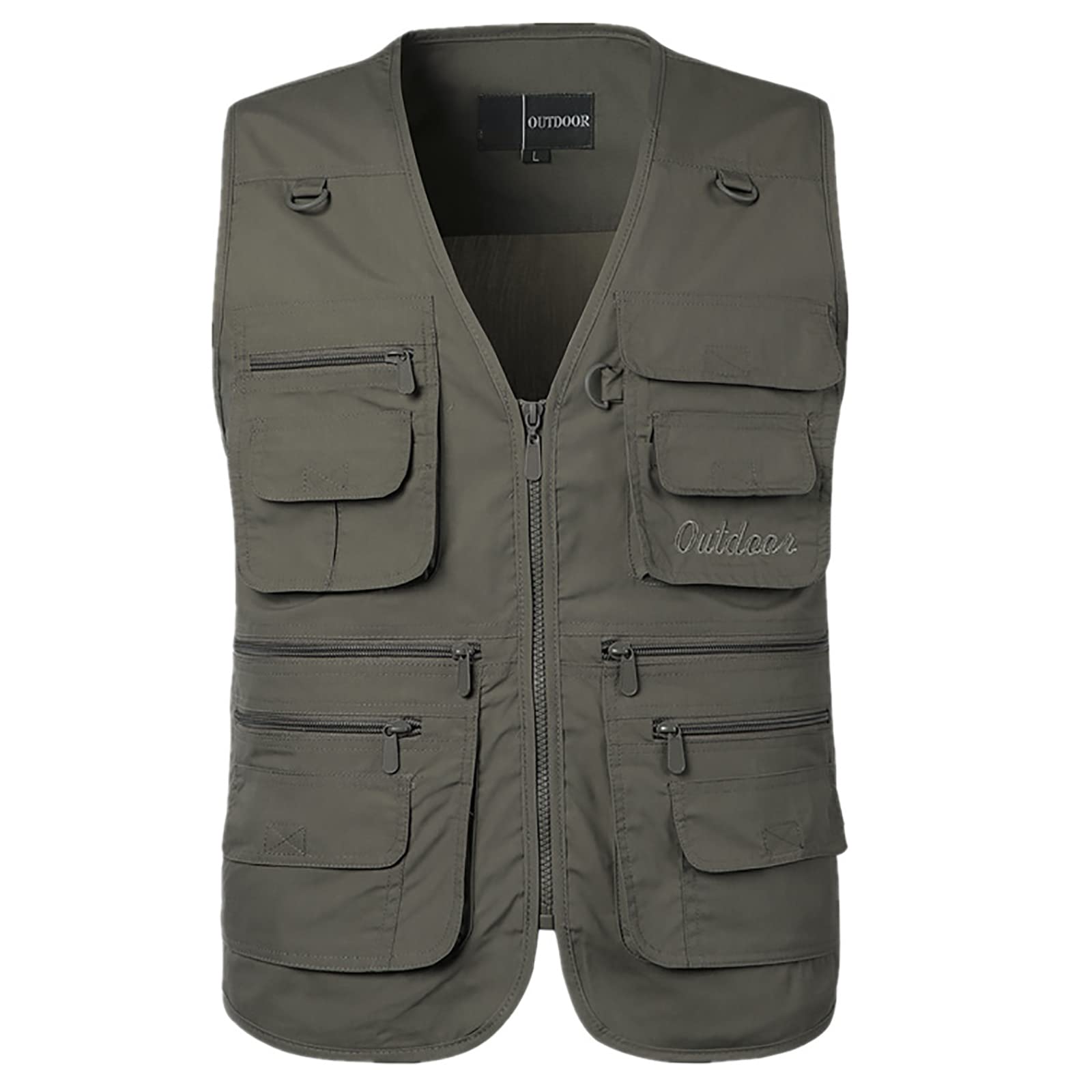 Gilet da Pesca Multi-Tasca Uomo All'aperto Gilet da Escursionismo Caccia Safari Traspirante(Size:5XL,Color:Grigio)