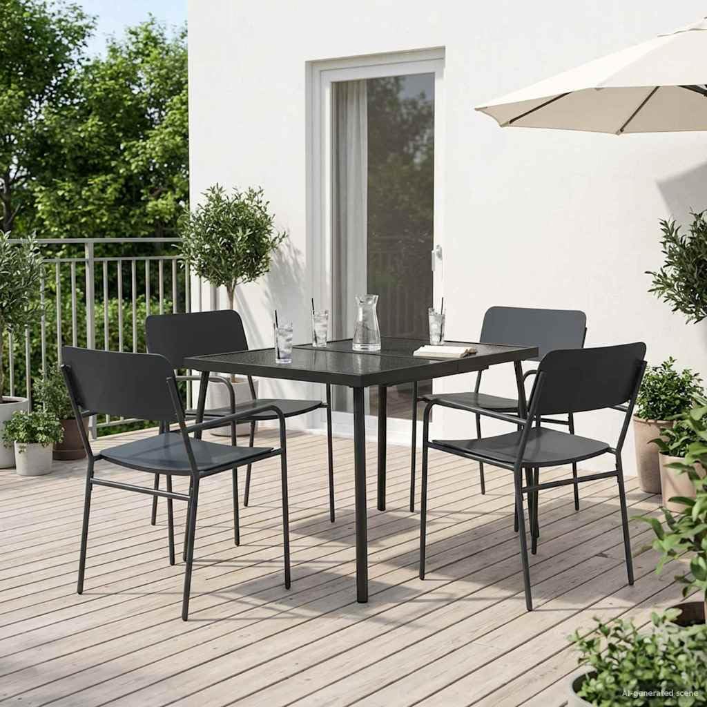 Genérico Conjunto de Comedor 5 uds. Antracita Acero,Mobiliario,Conjuntos de Muebles,100 x 80 x 72 cm-3422861