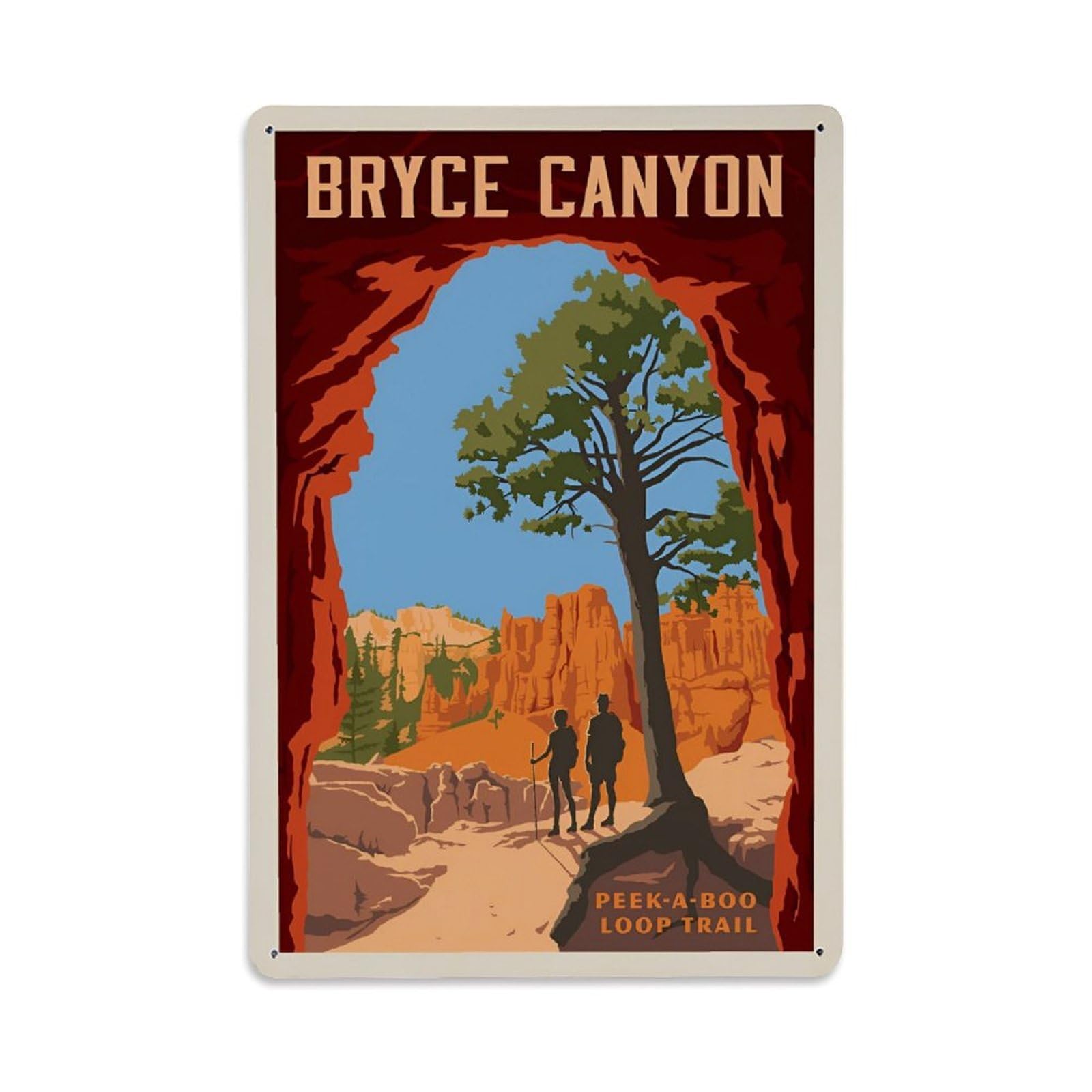 Vintage Trave Poster Bryce Canyon Peekaboo Trail Metal Tin Sign Wall Decor for Cafe, Club, Garden Metal Poster 8x12Inch
