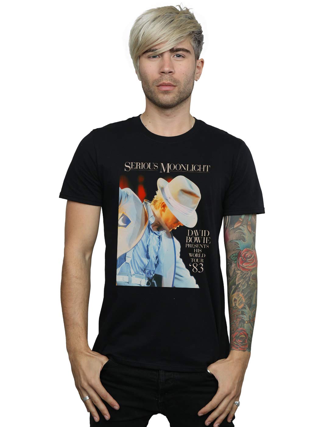 Absolute Cult Men's Black David Bowie Serious Moonlight T-Shirt X-Large