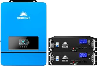 SUNGOLDPOWER 10KW 48V Kit:10000W DC48V Pure Sine Wave Solar Inverter UL1741 with 2PCS 100A 48Vdc LiFePO4 Batteries 48V100P UL9540A (10KW Inverter+10.24KWH Batteries)
