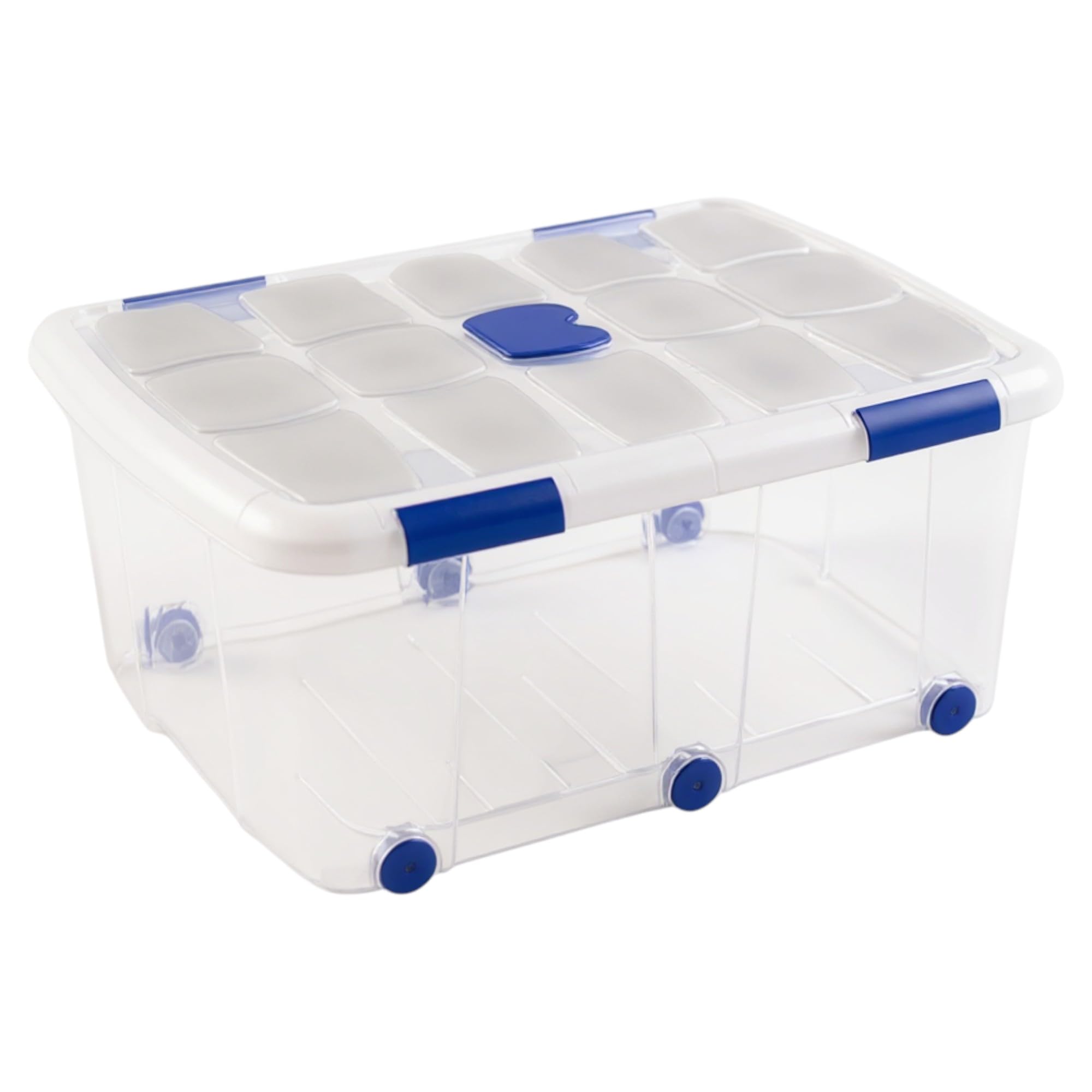 Set Caja de almacenaje pongotodo de ordenación apilable Contenedor para almacenar Juguetes, Libros, Ropa, Mantas - Capacidad 100 litros plástico Transparente (2x - 76.5x56.5x39cm)